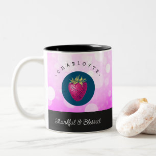 Tasse 2 Couleurs Mignonne Merci et bienheureuse fraise Ajoutez votr