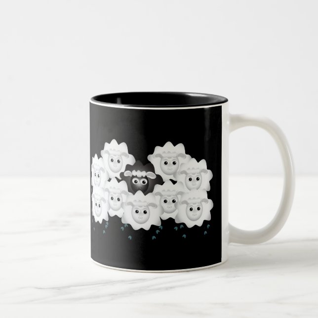 Tasse 2 Couleurs Mignonne mouton noir de la famille (Droit)