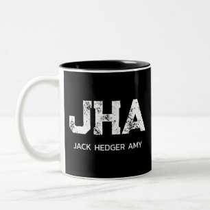 TASSE 2 COULEURS MINIMALISTE BLANC MONOGRAMME À TROIS LETTRES NOM N