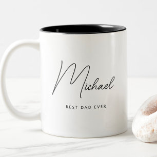 Tasse 2 Couleurs Minimaliste Personnalisé Meilleur Père Jamais