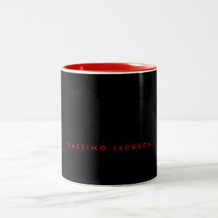 Tasse 2 Couleurs Minimaliste Tendance Votre Nom Professionnel Rouge