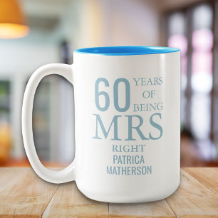 Tasse 2 Couleurs Mme Right Fun 60e anniversaire du Mariage