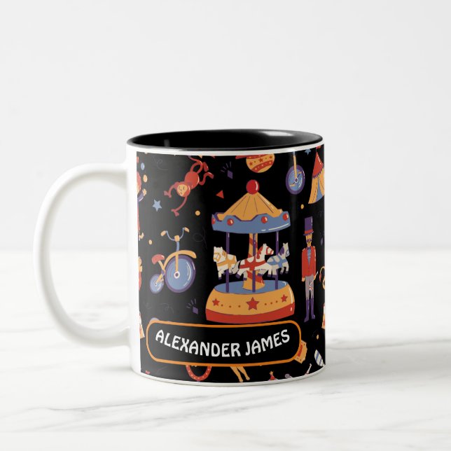 Tasse 2 Couleurs Modèle cirque d'anniversaire pour enfants Carnaval (Gauche)
