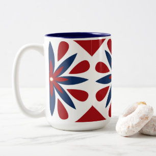 Tasse 2 Couleurs Modèle floral géométrique coloré