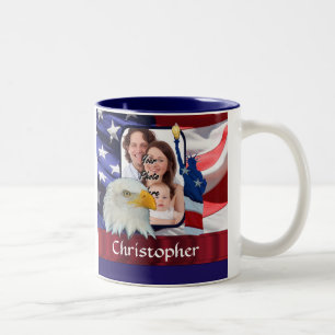 Tasse 2 Couleurs Modèle photo d'icônes patriotique américaine