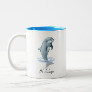 Tasse 2 Couleurs Modern Cute Dolphin, Script and Monogram