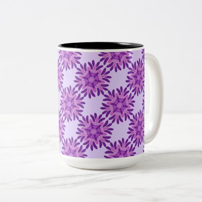Tasse 2 Couleurs Modern Lavender & Purple Daisy Floral (Devant droit)