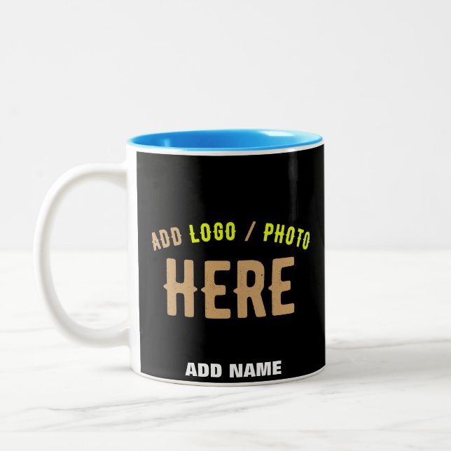 TASSE 2 COULEURS MODERNE ET MODERNE PERSONNALISABLE NOIR VÉRIFIÉ (Gauche)