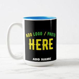 TASSE 2 COULEURS MODERNE ET MODERNE PERSONNALISABLE NOIR VÉRIFIÉ
