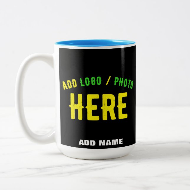 TASSE 2 COULEURS MODERNE ET MODERNE PERSONNALISABLE NOIR VÉRIFIÉ (Gauche)