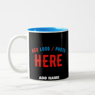 TASSE 2 COULEURS MODERNE ET MODERNE PERSONNALISABLE NOIR VÉRIFIÉ
