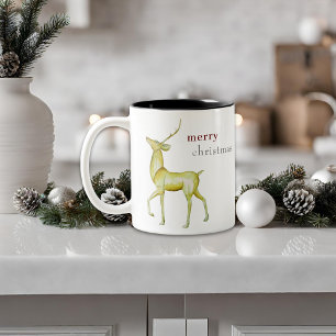 Tasse 2 Couleurs Moderne Minimaliste Joyeux Noël Renne
