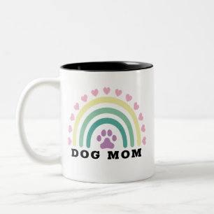 Tasse 2 Couleurs Moderne Rainbow Chien Maman Monogramme