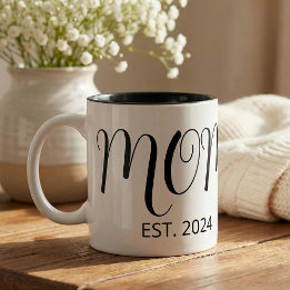 Tasse 2 Couleurs Mom Established New Mom Big Script