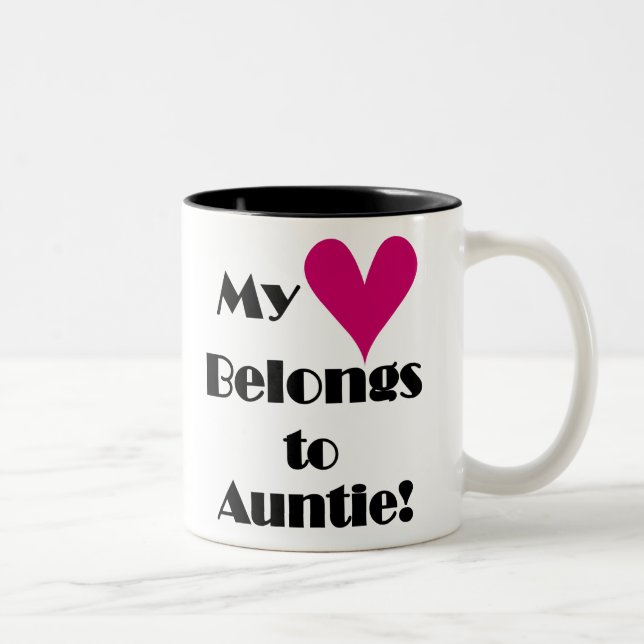 Tasse 2 Couleurs Mon coeur appartient à la tante (Droit)