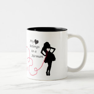Tasse 2 Couleurs Mon coeur appartient à un aviateur