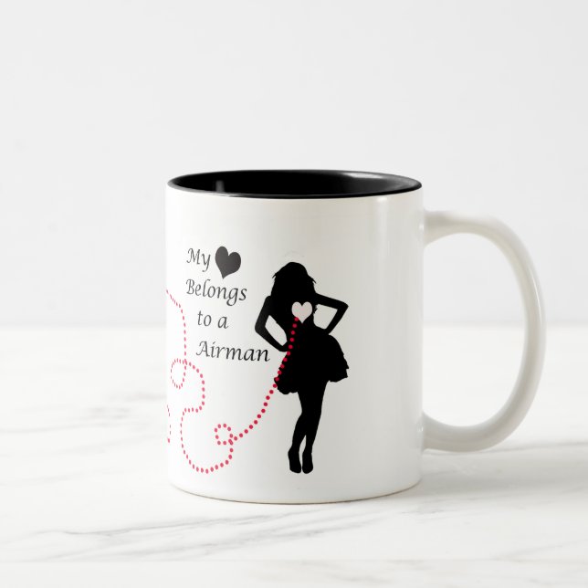 Tasse 2 Couleurs Mon coeur appartient à un aviateur (Droit)