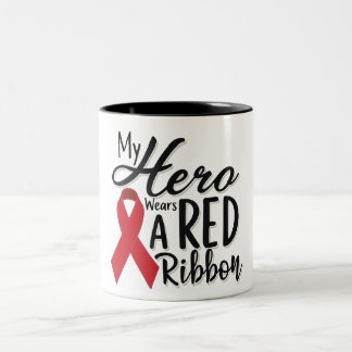 Tasse 2 Couleurs Mon héros porte un ruban rouge