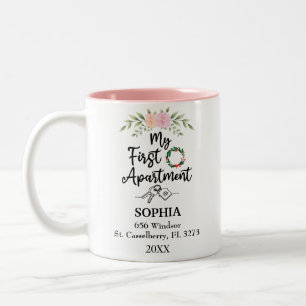 Tasse 2 Couleurs Mon Premier Appartement 2024 Avec Fleurs Aquarelle