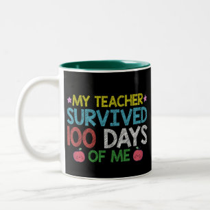 Tasse 2 Couleurs Mon professeur a survécu au 100ème jour de mon éco