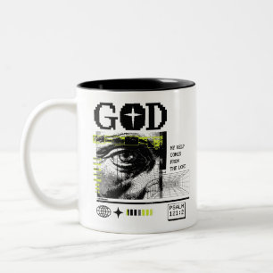 Tasse 2 Couleurs Mon secours vient du Seigneur Psaume 121:2 retrowa