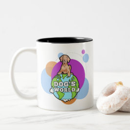 Tasse 2 Couleurs Monde du chien avec cercles