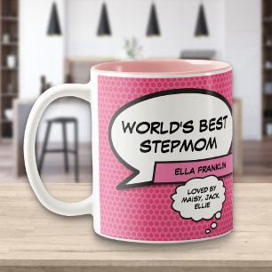 Tasse 2 Couleurs Mondes Meilleur StepMom Bonus Maman Fun Rose