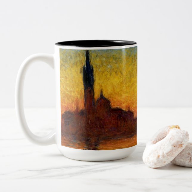 Tasse 2 Couleurs Monet Sunset Venise Coloré Impressionnisme Art (Avec donut)