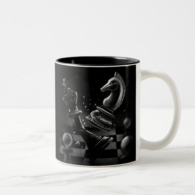 Tasse 2 Couleurs Monochrom d'échecs dramatique (Droit)