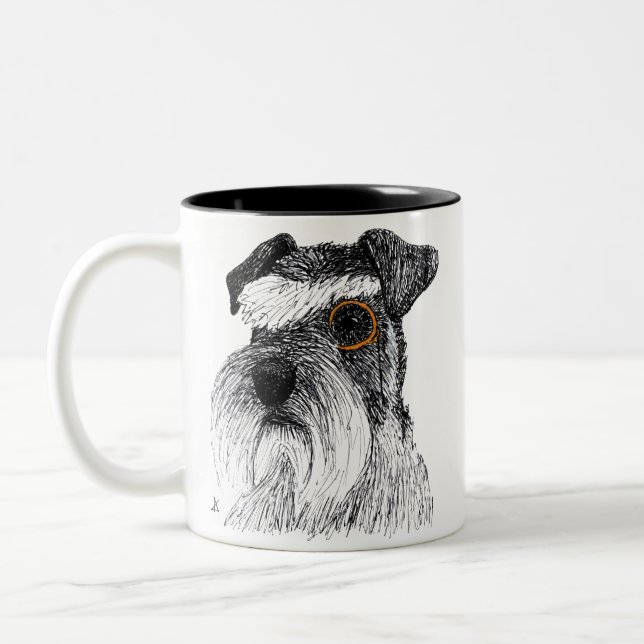 Tasse 2 Couleurs monocle schnauzer (Gauche)