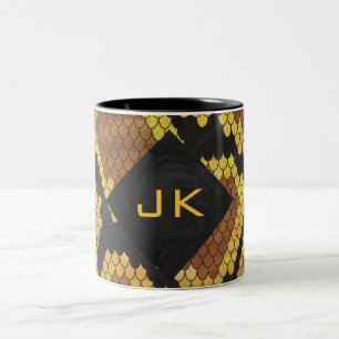 Tasse 2 Couleurs Monogram Snake Brown et Gold Print