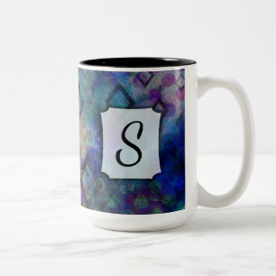 Tasse 2 Couleurs Monogramme, aquarelle colorée Abstraite avec diama