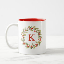 Tasse 2 Couleurs Monogramme Aquarelle Verrerie de Noël