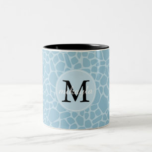 Tasse 2 Couleurs Monogramme bleu d'impression de girafe