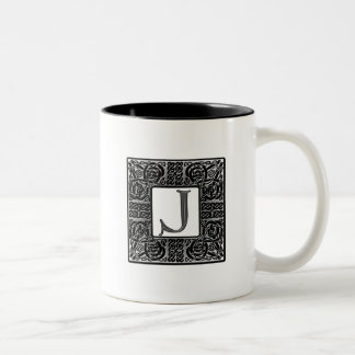 Tasse 2 Couleurs Monogramme Celtique "J" argenté