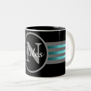 Tasse 2 Couleurs Monogramme Cercle Silhouette Gris et Noir