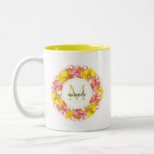 Tasse 2 Couleurs Monogramme de germe de pavot à l'aquarelle artist