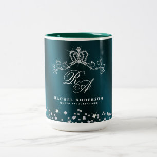 Tasse 2 Couleurs Monogramme de la Couronne brillant vert