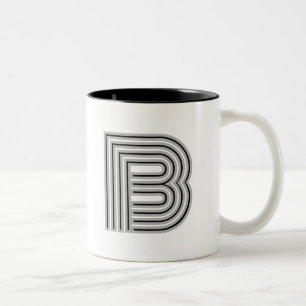 Tasse 2 Couleurs Monogramme de lettre initiale noir blanc moderne é