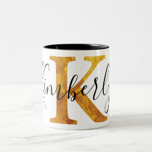 Tasse 2 Couleurs Monogramme de l'or "K" avec le nom personnalisé