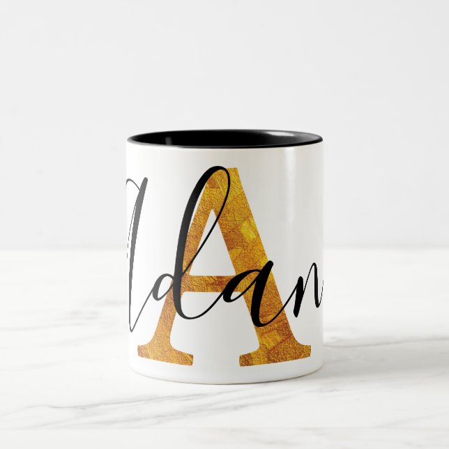 Tasse 2 Couleurs Monogramme d'or avec le nom personnalisé (Centre)