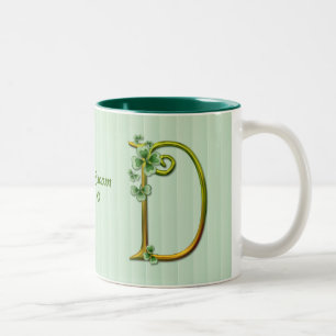 Tasse 2 Couleurs Monogramme d'or irlandais D - Personnaliser