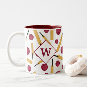 Tasse 2 Couleurs Monogramme du joueur de cricket