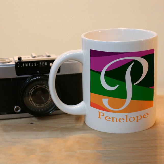 Tasse 2 Couleurs Monogramme élégant avec conception géométrique (Créateur téléchargé)