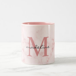 Tasse 2 Couleurs Monogramme en marbre rose or minimaliste Rose