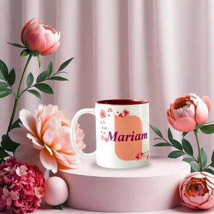 Tasse 2 Couleurs Monogramme floral élégant Lettre A & Nom Mariam Cu