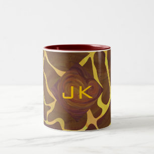 Tasse 2 Couleurs Monogramme Giraffe Brown, Impression Jaune