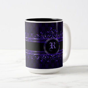 Tasse 2 Couleurs Monogramme gothique orné noir et pourpre