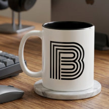 Monogramme Initial Noir Moderne Simple