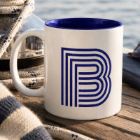 Monogramme Initiale Bleue Moderne Simple
